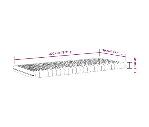 vidaXL Colchón de espuma de 7 zonas dureza 20 ILD blanco 90x200 cm