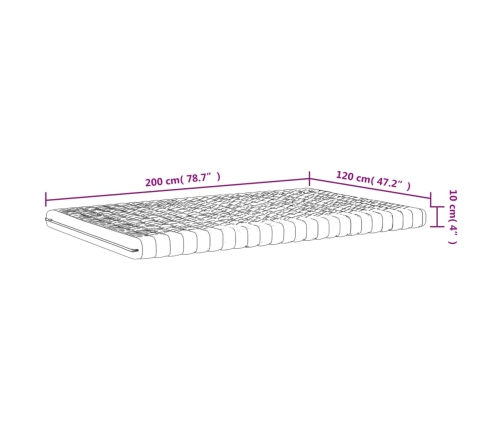 Colchón de espuma de 7 zonas dureza 20 ILD blanco 120x200 cm