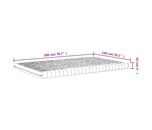 Colchón de espuma de 7 zonas dureza 20 ILD blanco 140x200 cm