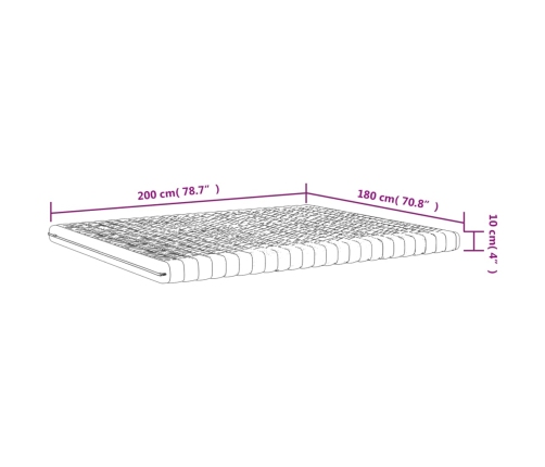 vidaXL Colchón de espuma de 7 zonas dureza 20 ILD blanco 180x200 cm