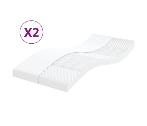 vidaXL Colchones de espuma 2 uds 7 zonas dureza 20 ILD 100x200 cm