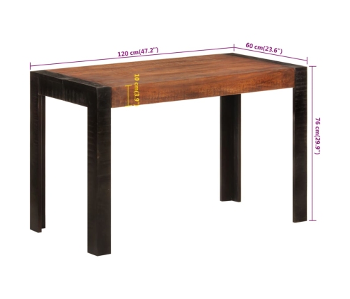 Mesa de comedor madera maciza de mango marrón miel 120x60x76 cm