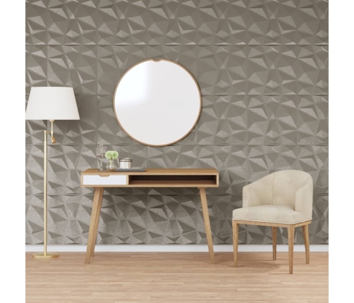 Paneles pared 48 uds XPS diamante gris hormigón 50x50cm 12 m²