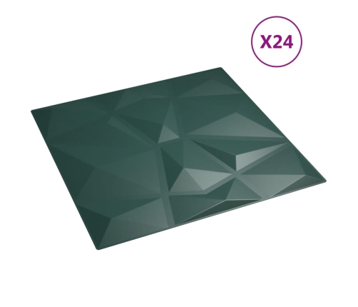 Paneles de pared 24 uds XPS diamante verde 50x50 cm 6 m²