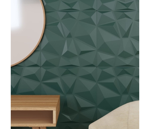 Paneles de pared 24 uds XPS diamante verde 50x50 cm 6 m²