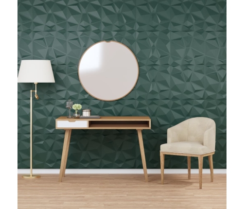 Paneles de pared 24 uds XPS diamante verde 50x50 cm 6 m²