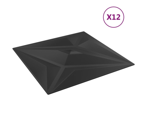 Paneles de pared 12 uds XPS estrella negro 50x50 cm 3 m²