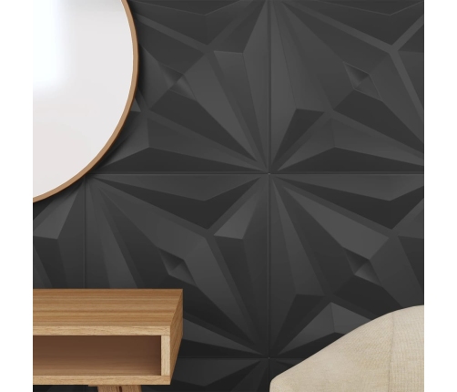 Paneles de pared 12 uds XPS estrella negro 50x50 cm 3 m²