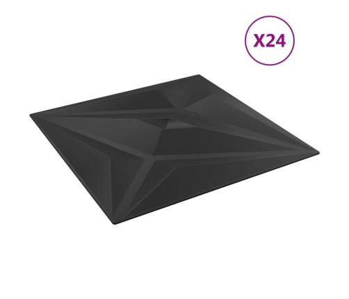 Paneles de pared 24 uds XPS estrella negro 50x50 cm 6 m²