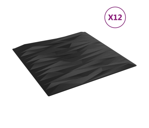 Paneles de pared 12 uds XPS piedra negro 50x50 cm 3 m²