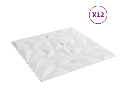 vidaXL Paneles de pared 12 uds XPS amatista blanco 50x50 cm 3 m²