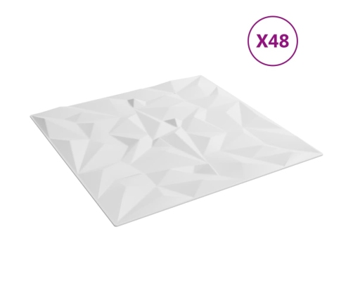 vidaXL Paneles de pared 48 uds XPS amatista blanco 50x50 cm 12 m²