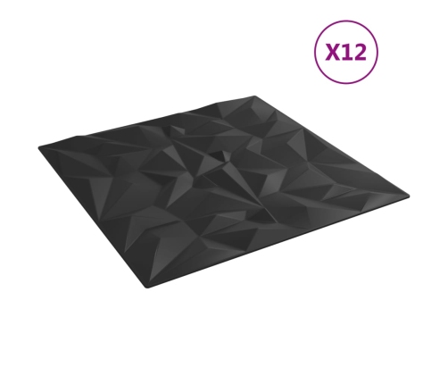 Paneles de pared 12 uds XPS amatista negro 50x50 cm 3 m²