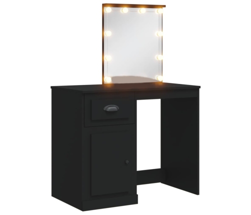 Tocador con luces LED negro 90x42x132,5 cm