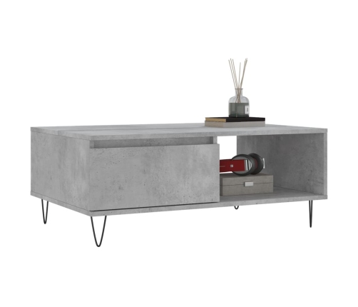 Mesa de centro madera de ingeniería gris hormigón 90x60x35 cm