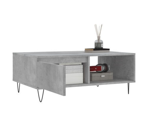 Mesa de centro madera de ingeniería gris hormigón 90x60x35 cm