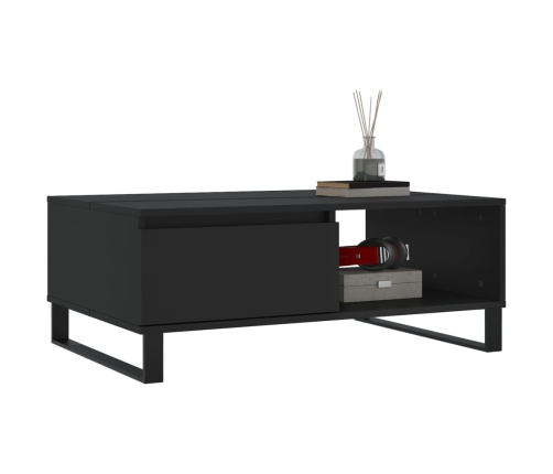 vidaXL Mesa de centro madera de ingeniería negro 90x60x35 cm