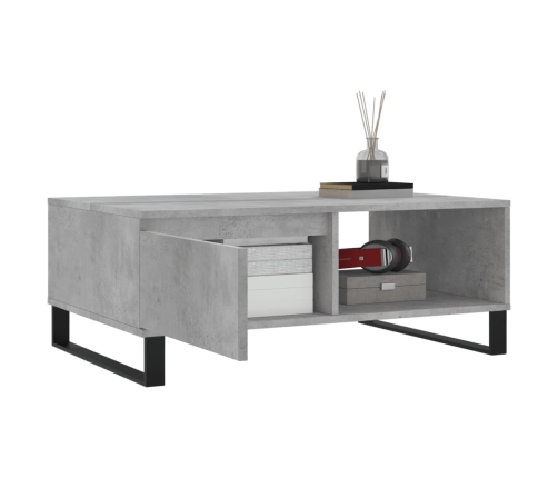 Mesa de centro madera de ingeniería gris hormigón 90x60x35 cm