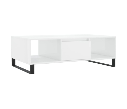 Mesa de centro madera de ingeniería blanco brillo 104x60x35 cm