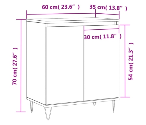 Aparador de madera contrachapada blanco 60x35x70 cm