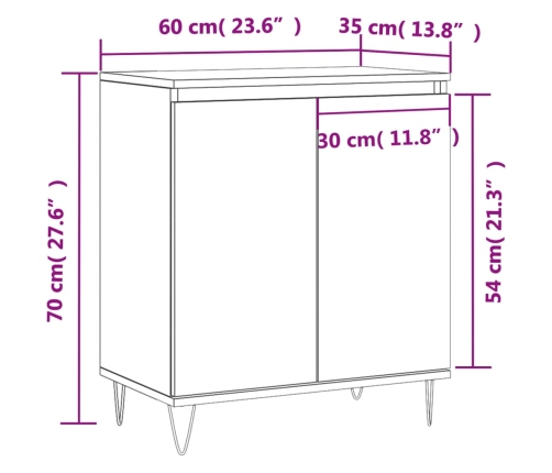 Aparador madera contrachapada color roble ahumado 60x35x70 cm