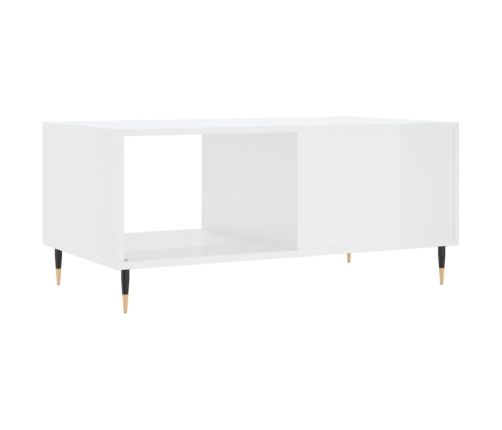 Mesa de centro madera contrachapada blanco brillo 90x50x40 cm