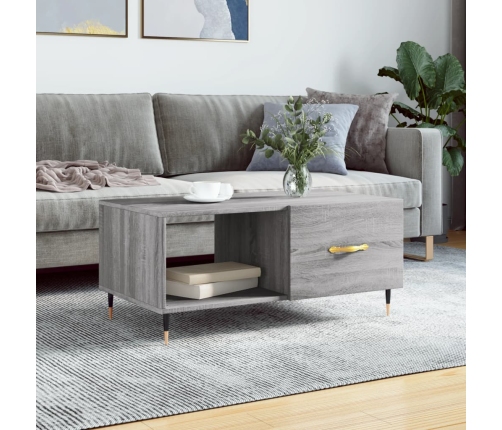 Mesa de centro madera contrachapada gris Sonoma 90x50x40 cm