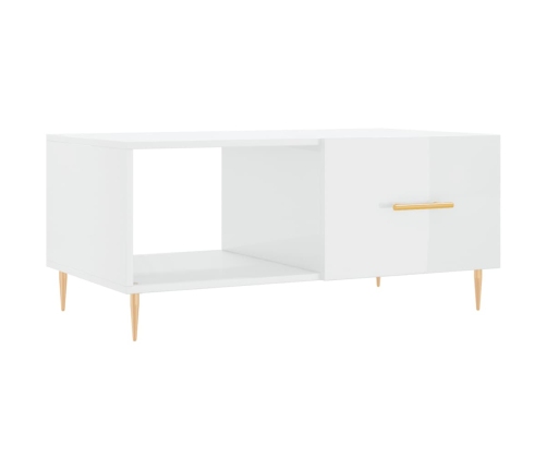 Mesa de centro madera contrachapada blanco brillo 90x50x40 cm