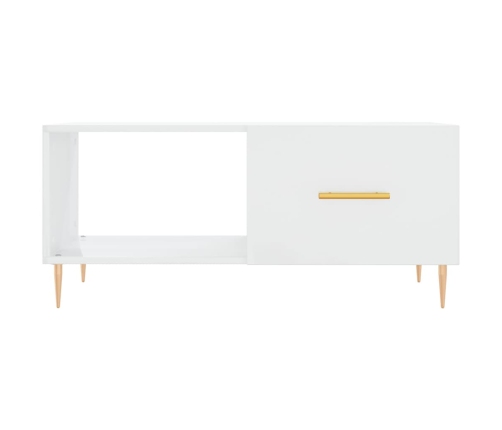 Mesa de centro madera contrachapada blanco brillo 90x50x40 cm