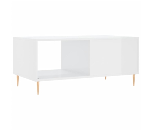 Mesa de centro madera contrachapada blanco brillo 90x50x40 cm