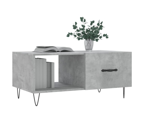 Mesa de centro madera contrachapada gris hormigón 90x50x40 cm