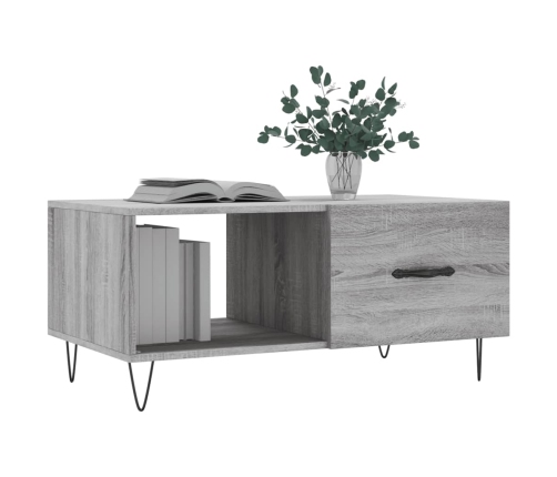 Mesa de centro madera contrachapada gris Sonoma 90x50x40 cm