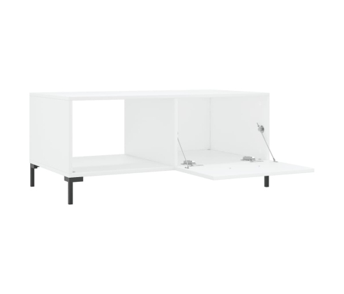 Mesa de centro madera contrachapada blanco brillo 90x50x40 cm