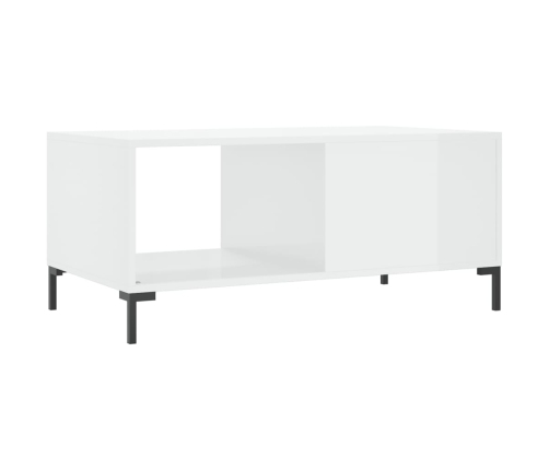 Mesa de centro madera contrachapada blanco brillo 90x50x40 cm