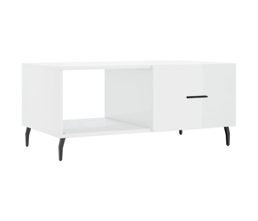 Mesa de centro madera contrachapada blanco brillo 90x50x40 cm