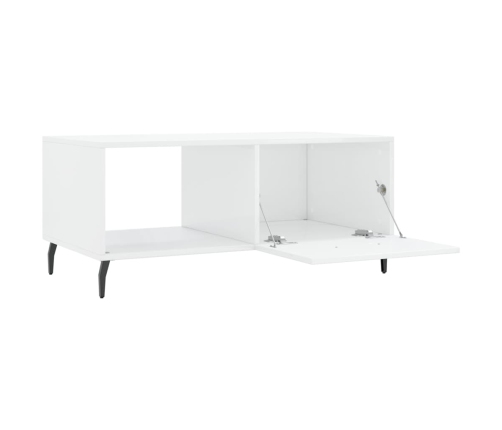 vidaXL Mesa de centro madera contrachapada blanco brillo 90x50x40 cm