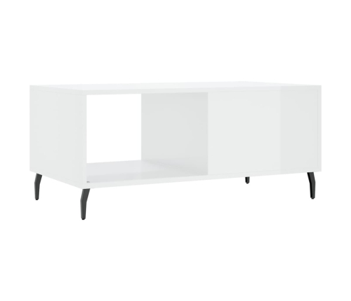 vidaXL Mesa de centro madera contrachapada blanco brillo 90x50x40 cm