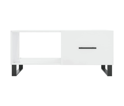 Mesa de centro madera contrachapada blanco brillo 90x50x40 cm