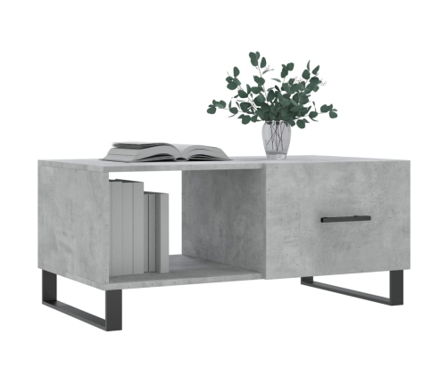 Mesa de centro madera contrachapada gris hormigón 90x50x40 cm