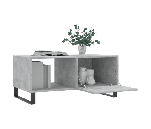 Mesa de centro madera contrachapada gris hormigón 90x50x40 cm