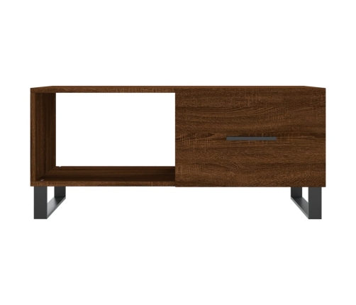 Mesa de centro madera contrachapada roble marrón 90x50x40 cm