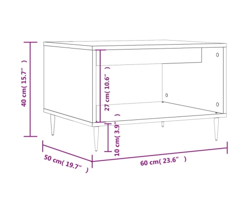 Mesa de centro madera de ingeniería blanca 60x50x40 cm