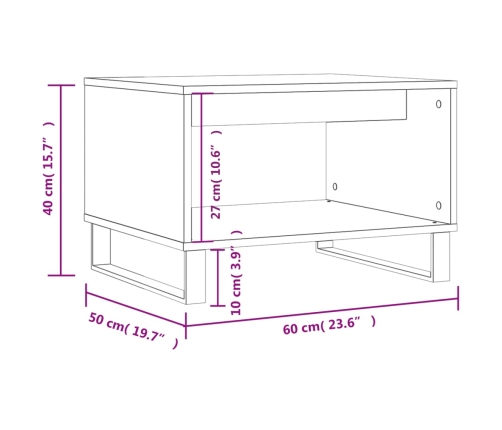 Mesa de centro madera de ingeniería blanca 60x50x40 cm