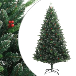 Árbol de Navidad artificial con bisagras y frutos rojos 150 cm