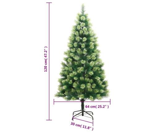 Árbol de Navidad artificial con bisagras y soporte 120 cm