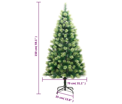 Árbol de Navidad artificial con bisagras y soporte 150 cm