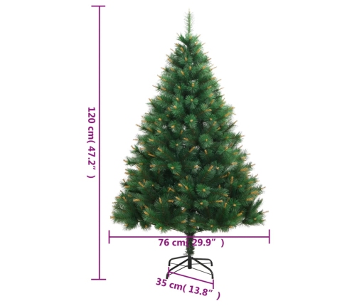 Árbol de Navidad artificial con bisagras y soporte 120 cm