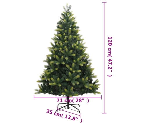 Árbol de Navidad artificial con bisagras y soporte 120 cm