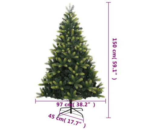 Árbol de Navidad artificial con bisagras y soporte 150 cm