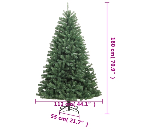 Árbol de Navidad artificial con bisagras y soporte verde 180 cm